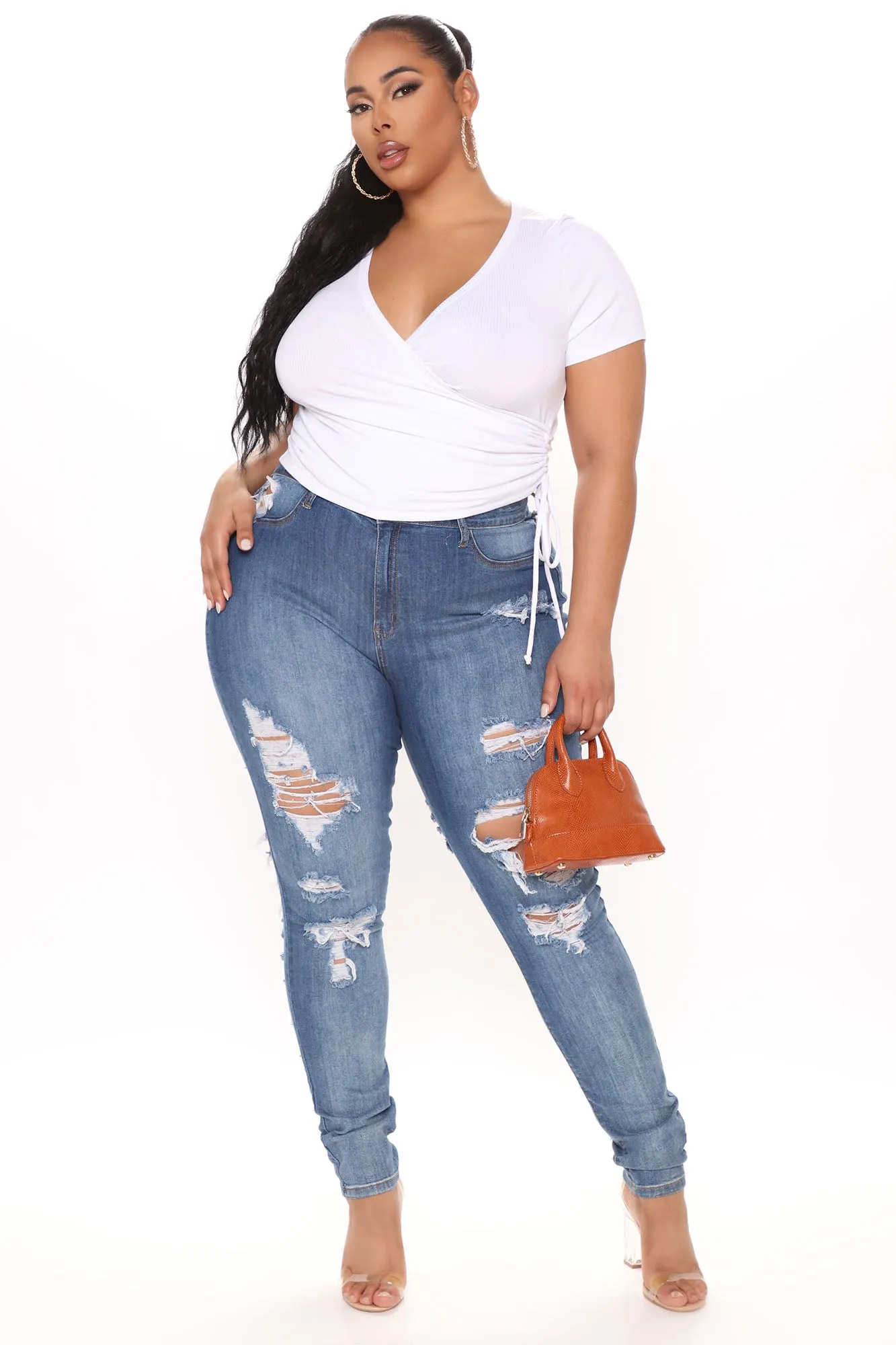 Always Playin' Games Destroyed Skinny Jeans - Medium Blue Wash
