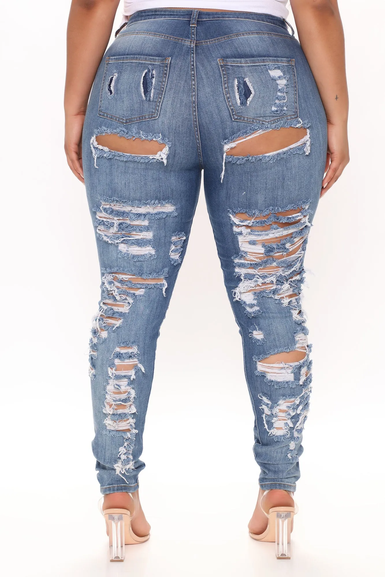 Always Playin' Games Destroyed Skinny Jeans - Medium Blue Wash