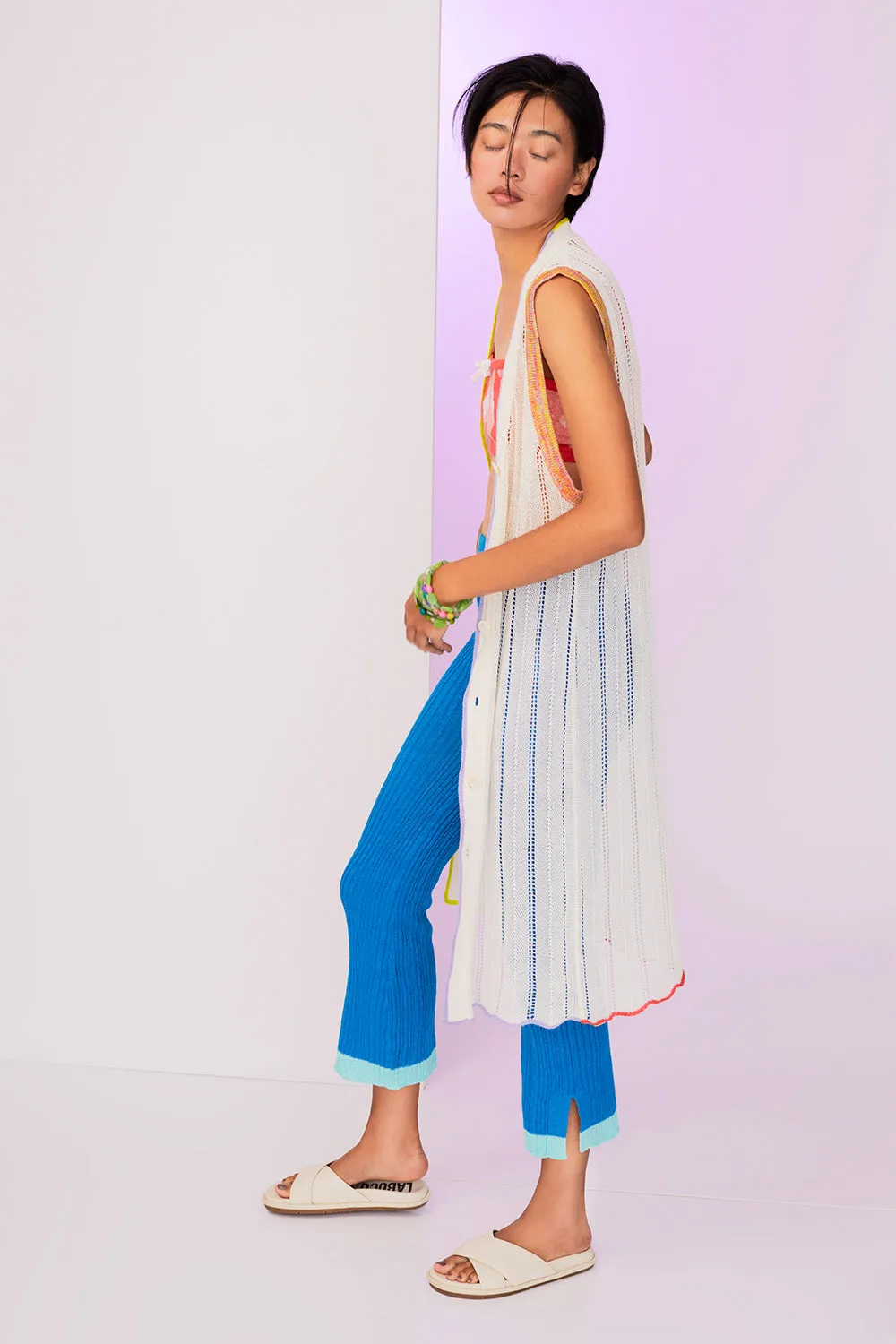 Honey Long Vest in Ivory Cotton Cord