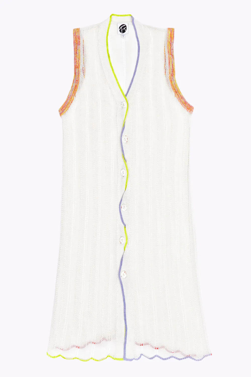 Honey Long Vest in Ivory Cotton Cord